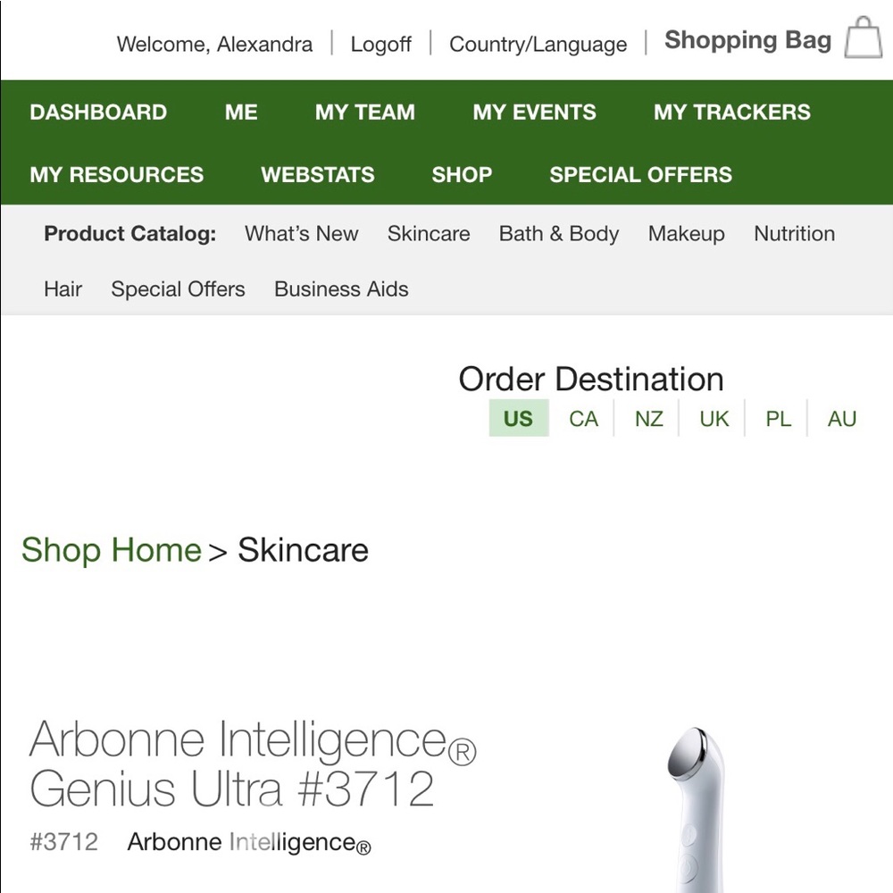 Arbonne Intelligence Genius Ultra with storage bag